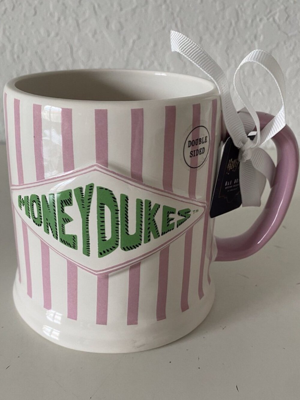 Rae Dunn Harry Potter HONEYDUKES SWEET TREATS Mug Pink Striped Double Side 21 Oz